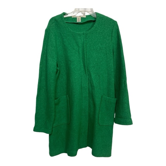 Max Studio Kelly green zipped long mid length overcoat L - Picture 2 of 13